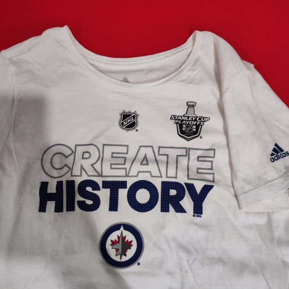 Adidas Winnipeg Jets Create History Stanley cup T-shirt white women's size XL - Picture 2 of 6